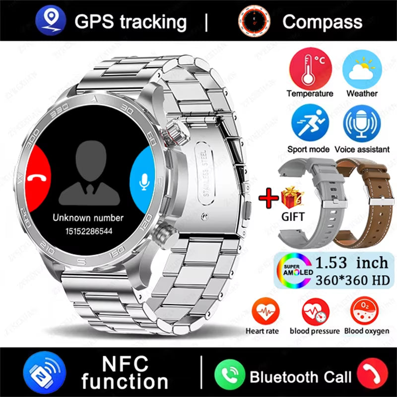 2026 New GPS Smart Watch Men AMOLED Screen Always Show Time Heart Rate IP68 Waterproof Bluetooth Call Sports Fitness Smart Watch