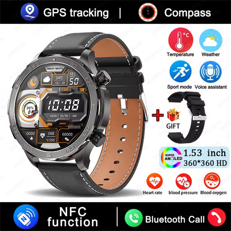 2026 New GPS Smart Watch Men AMOLED Screen Always Show Time Heart Rate IP68 Waterproof Bluetooth Call Sports Fitness Smart Watch