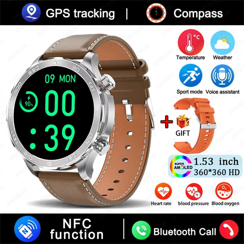 2026 New GPS Smart Watch Men AMOLED Screen Always Show Time Heart Rate IP68 Waterproof Bluetooth Call Sports Fitness Smart Watch